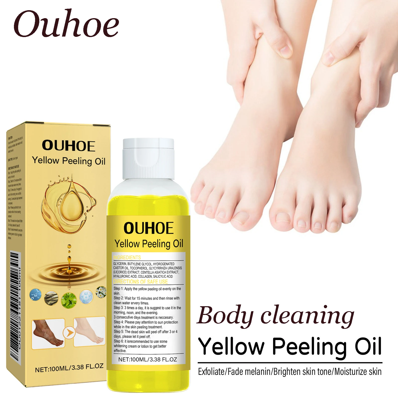 

OUHOE Yellow Peeling Oil Moisturizing Remove Dead Skin Enhance Skin Elasticity Brightening Skin Tone Glowing Body Peeling Oil