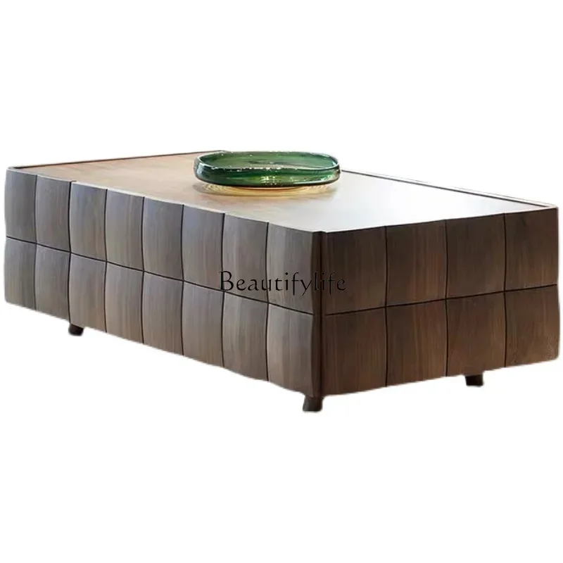 

ls 42Nordic light luxury black walnut coffee table rectangular coffee table simple and modern