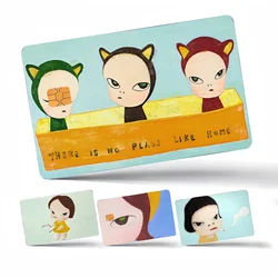 Yoshitomo Nara ArtFashion Matte Gold Silver Black Matte Film Skin Sticker Tape For Bank Credit Debit Card
