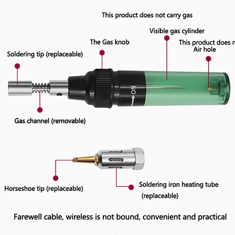 Pen type gas soldering iron Portable gas soldering iron household welding repair tool DIY gas soldering iron head accessories