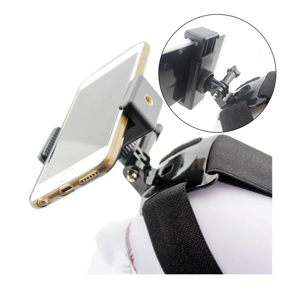 Adjustable Camera Headband for Action Cameras and Mobile Outdoor Sports, Phone/camera Mount Accessories, Forehead or Helmet