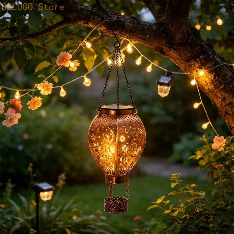 Metal Hanging Light with Balloon Form for Garden Porch Entry D0LD