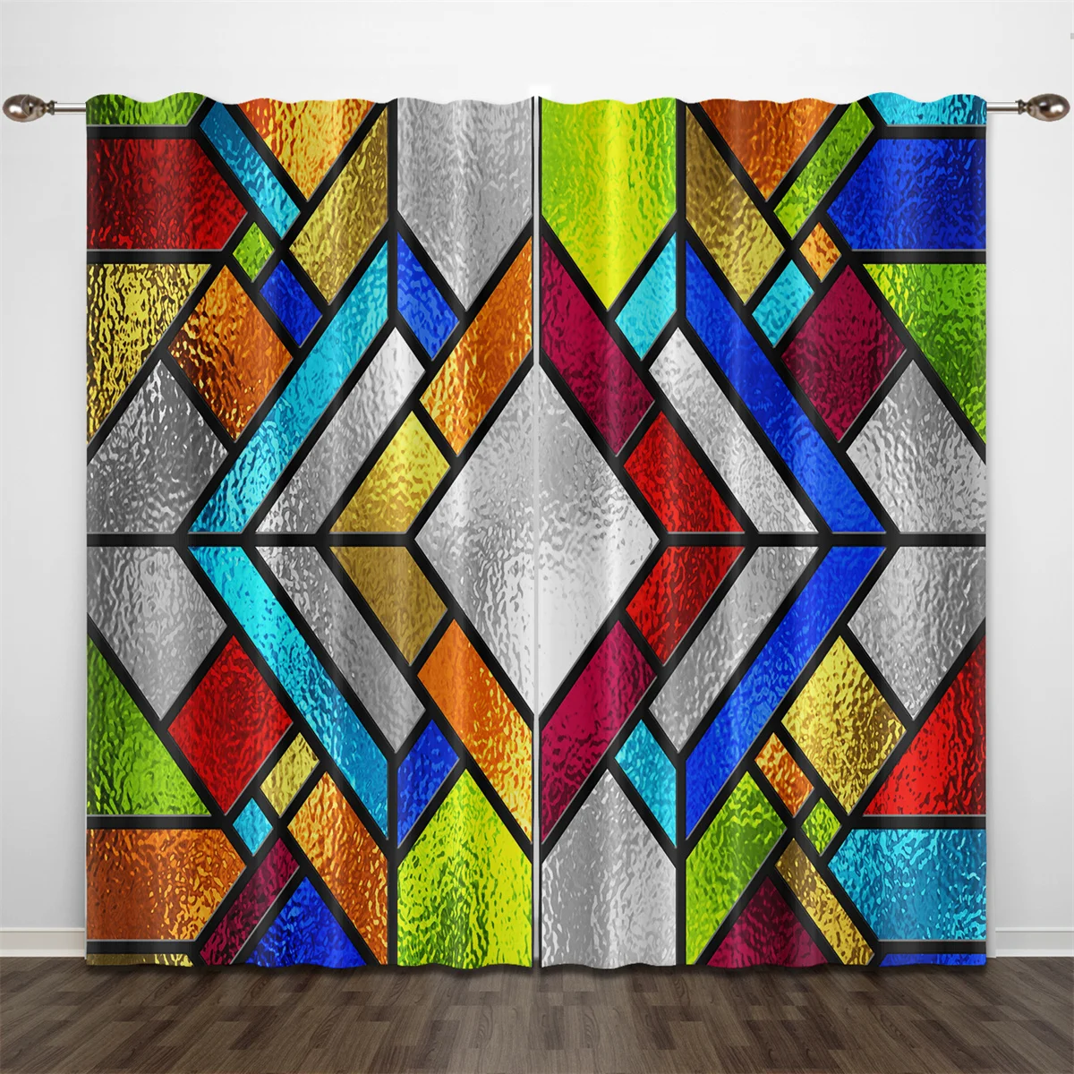 Psychedelic 3d printing colorful rainbow print minimalist light filter curtain curtain living room bedroom kitchen 2 piece decor