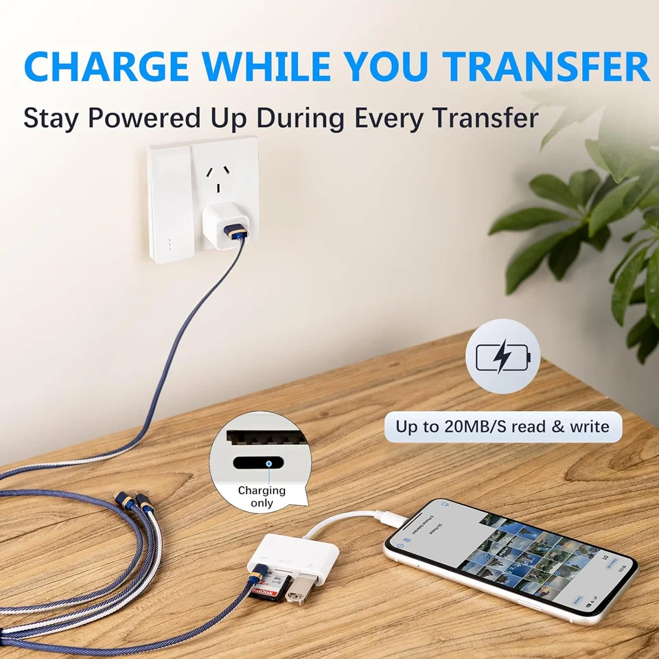 4-in-1 USB OTG Card Reader for Micro SD/TF,Compatible for iphone for Samsung for xiaomi, Fast Data Transfer, Durable & Portable