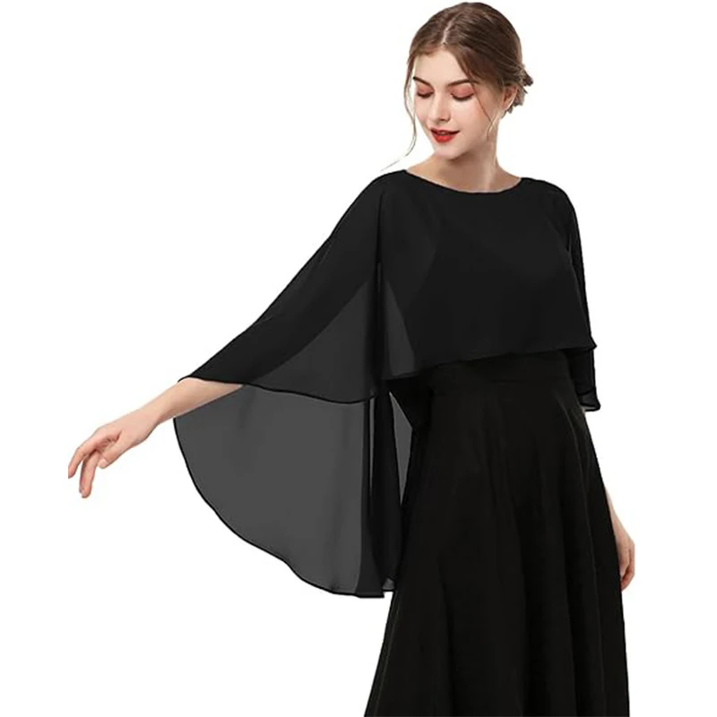 Women's Chiffon Shawl and Cape for Evening Dresses, Weddings, and as an Outer Layer for Sun Protection and Concealing