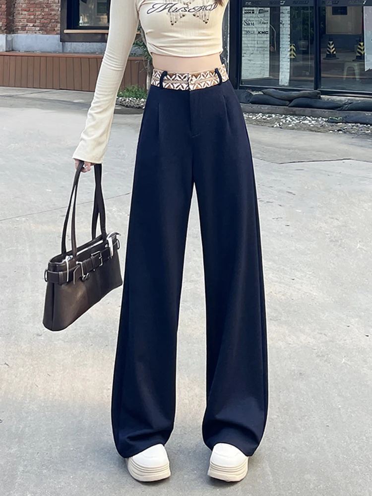 

High Waist Wide Leg Pants Women's Loose Drapey Casual Long Trousers Spring Autumn Faion plus Size Straight Cut Ci Walk