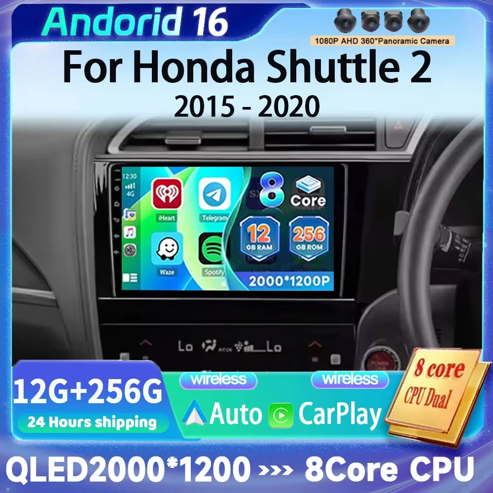 Android 16 Car Radio For Honda Shuttle 2 2015 - 2020 RHD GPS Multimedia Player Navi Head Unit Stereo Video Wireless Carplay Auto