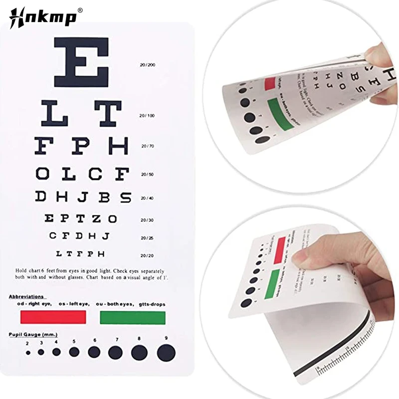 1Pc PVC Standardized Eye Chart Wall Visual Testing Chart Exam for Hospital Home 18.5x9.8cm Convenient Kids Vision Schedule