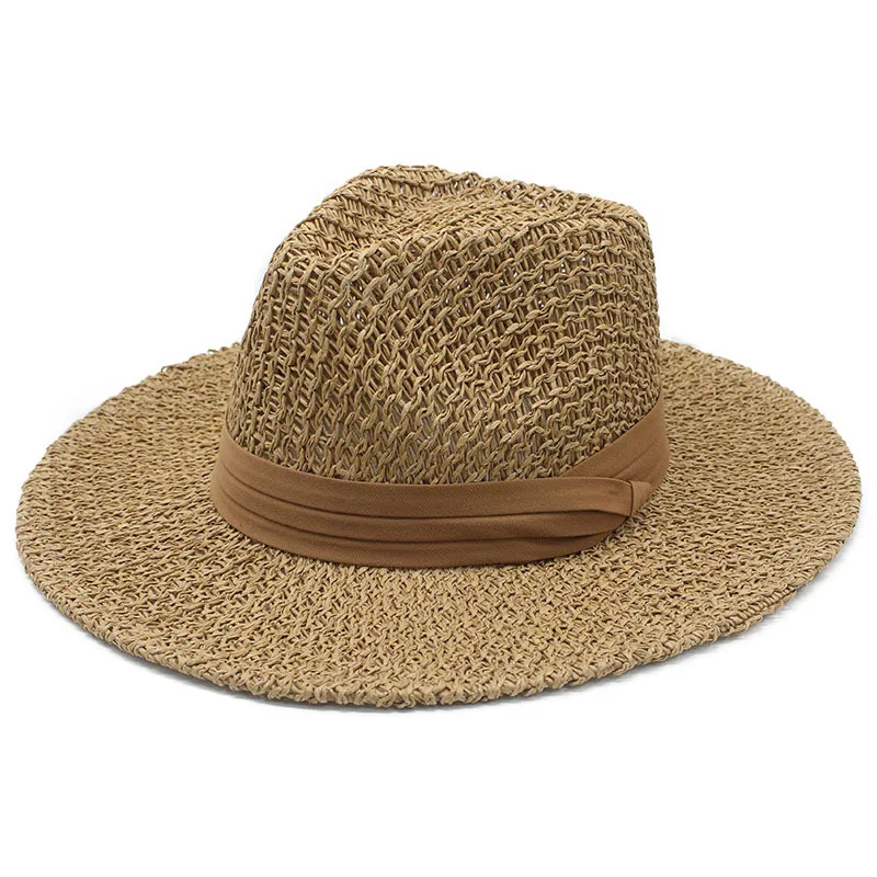 Hollow-out Jazz Straw Hat, Woven Women's Wide-brimmed Panama Straw Hat, Sun Protection And Sunshade Gentleman's Hat