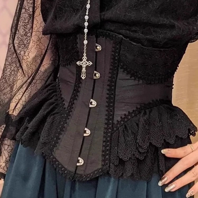 Female Floral Lace Short Underbust Corset Sexy Wedding Evening Dress Corsets Luxury Court Princess Cosplay Top Bandage Girdle