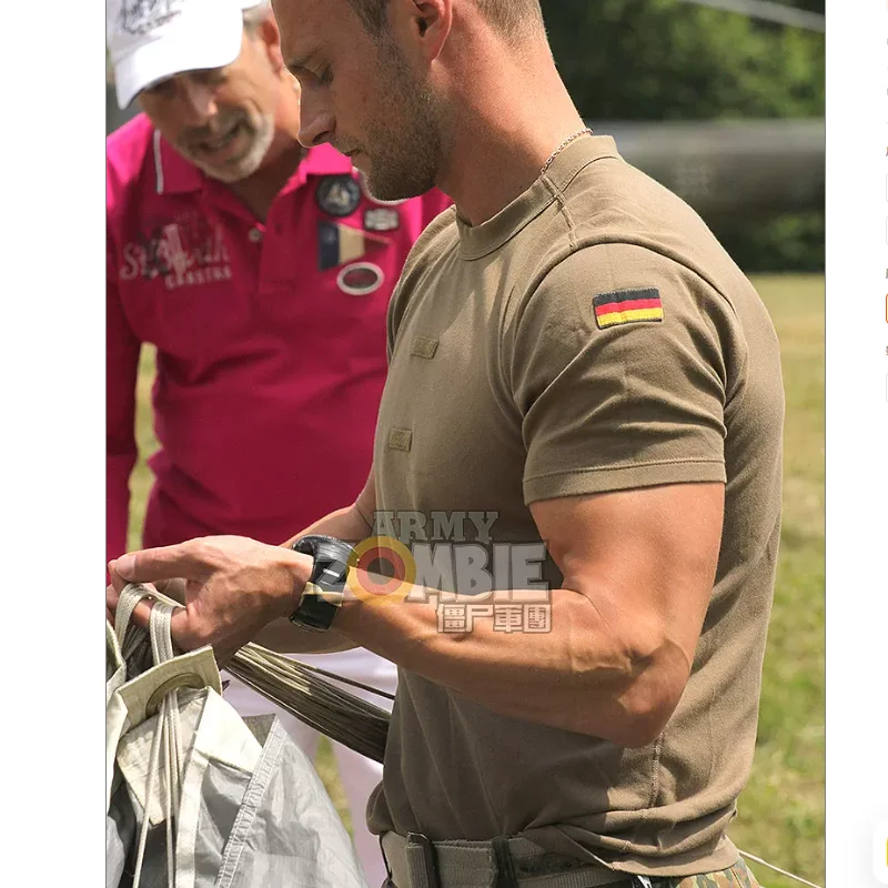 German Army T-Shirt Short Sleeve Sand Color Men's Outdoor Tactical Quick-Dry Original Body Training Sports Running Fitness