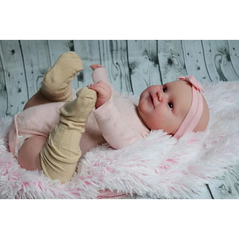 49CM Reborn Baby Maddie Smile Silicone Body Baby Doll Lifelike 3D Skin Multiple Layers Painting Art Doll  Muñecas Reborn