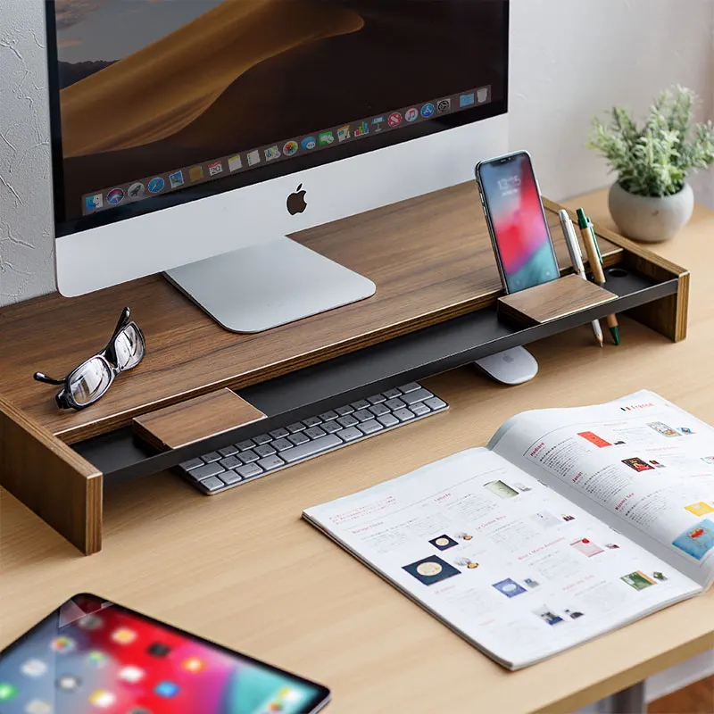

Acacia Wood Monitor Stand Desktop Riser Shelf Laptop & Printer Organizer Ergonomic Computer Stand for Office or Study Room