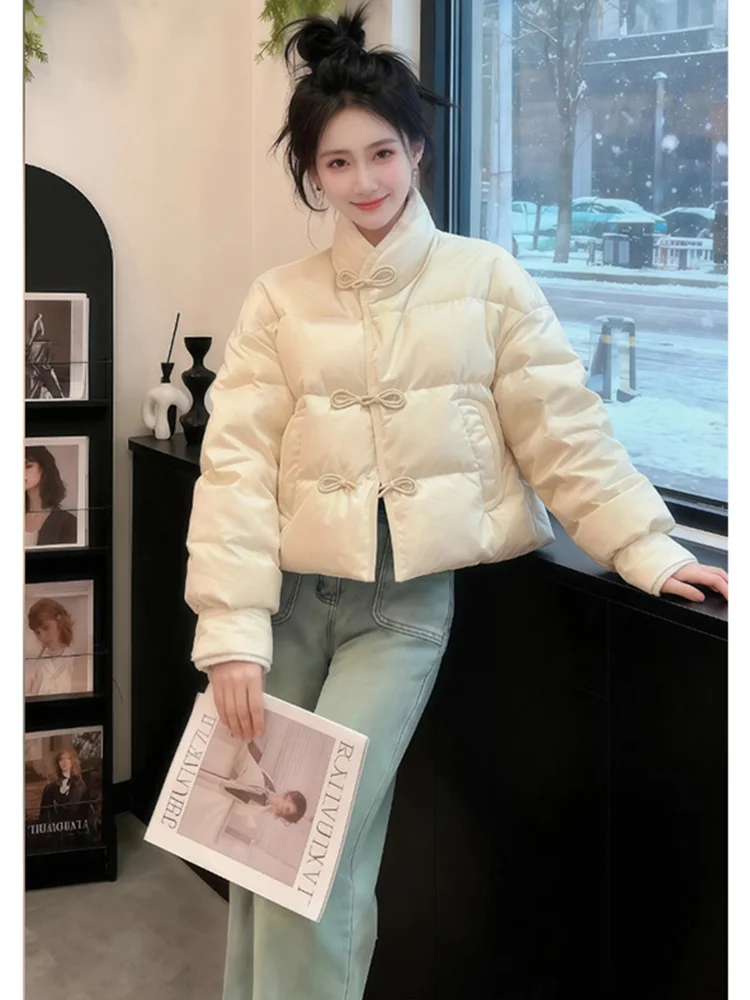 

Thickened Short Cotton Jacket Women's Winter Warm Outerwear New Chinese Style National Trend Button Design Korean Version Loo...