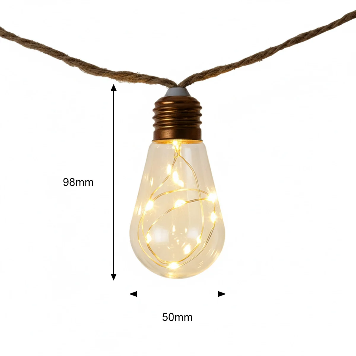8M Solar String Lights 16 Led Bulb Waterproof Outdoor Vintage Rope Hemp Copper Wire 8Modes Remote Control Fairy Lamp Garden Yard