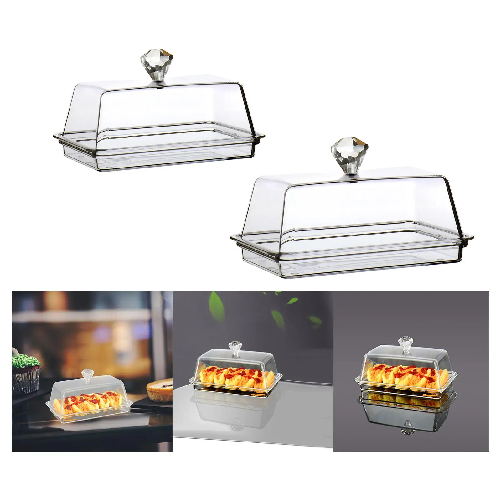 Rectangular Clear Acrylic butter dish with Lid Butter Storage Container Dishes Kitchen Restaurant Accessory Butter Keeper Tray