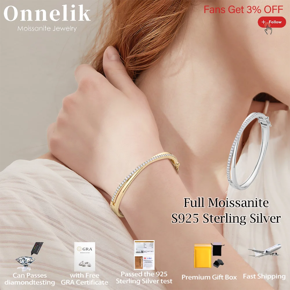 

Onnelik Full D Цвет Муассанит с GRA Starry Cross Браслет S925 Серебряный браслет для женщин Свадебная вечеринка Роскошные ювелирные изделия