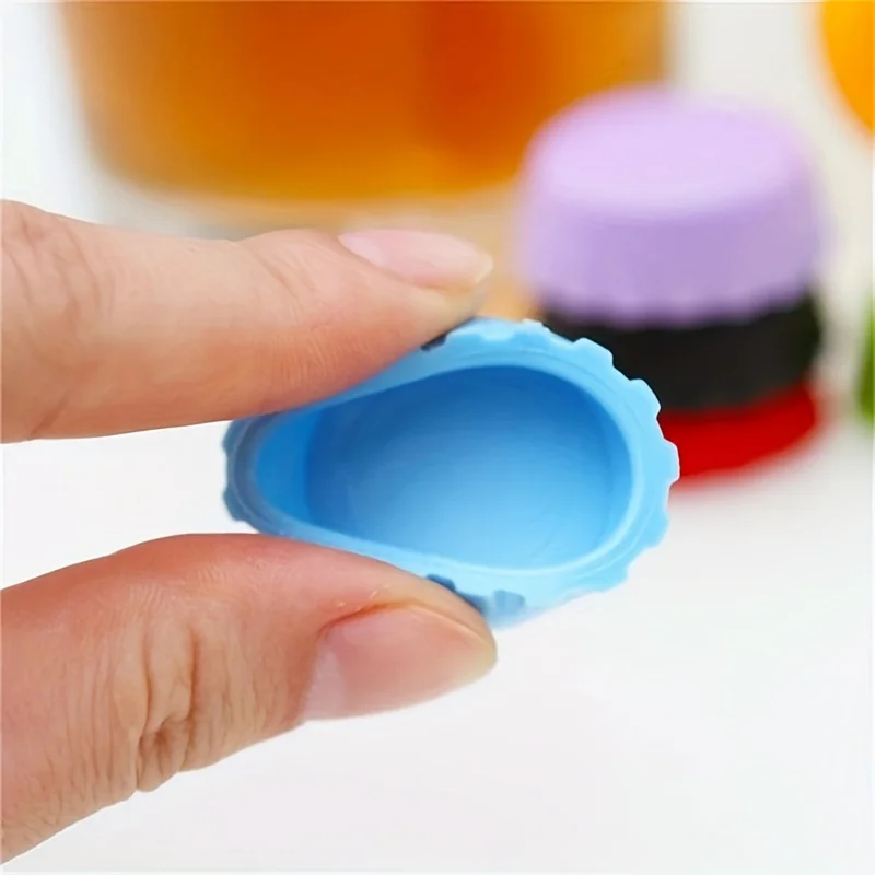 6pcs Reusable Silicone Bottle Caps - Airtight Sealer for Beer, Wine, Vinegar - Leak-Proof, Durable, Practical & Colorful Storage