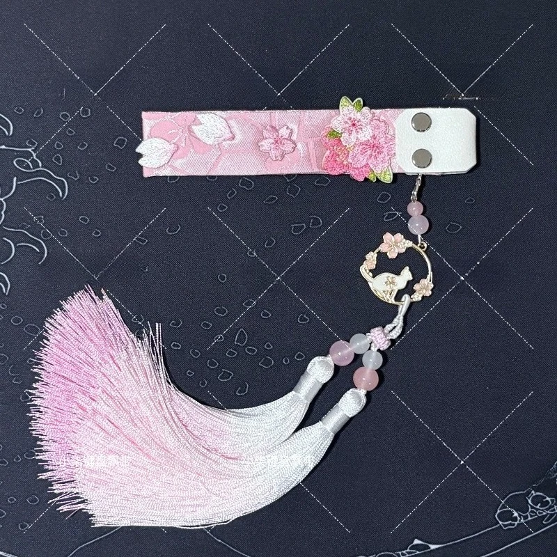 

Keyboard Ribbon Handmade DIY Pale Pink Kitty Double Fringe Ribbon Mechanical Keyboard Decorations for Wooting Accessories Gifts