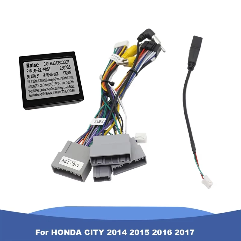 Car Radio Canbus Box For HONDA CITY 2014 2015 2016 2017 Wiring Harness Power Cable Auto Decoder Adapter G-RZ-HD51