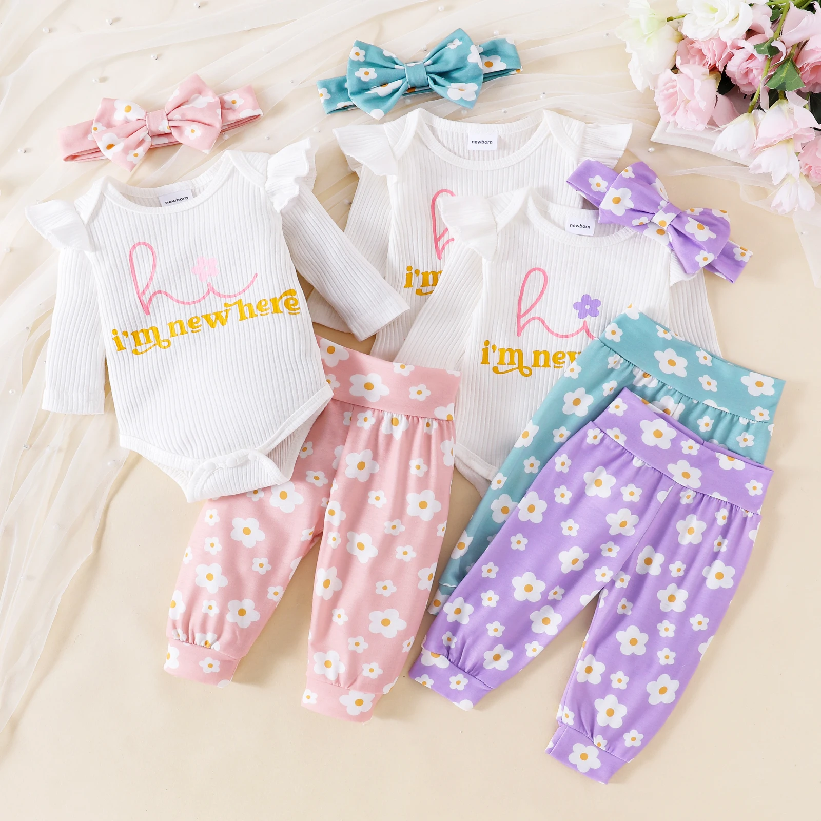 

3PCS New Autumn Style For Newborn Babies Aged From 0 To June, Fashionable Casual Letter-Printed Long-Sleeved Suit + Pantsuit