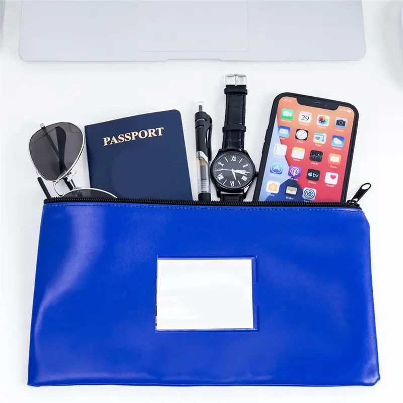 Hot kf-10-Pack Bank Deposit Money Bags With Zipper, Leather Bags Wallet Pouches With Label, Makeup Bags, For Cash, Coins, Cet