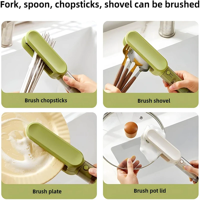 Knife Cleaner Blade Brush Multi-Functional Kitchen Cutlery Brush Double-Sided Knife Scrubber Knife Brush with Knife Sharpener