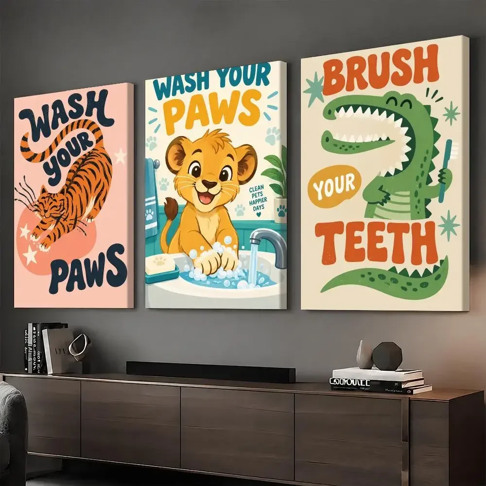 Pet Dental Cute Fresh Framed Wall Painting HD Canvas Print Poster Wall Art | Optional Frame | Modern Hallway Decor