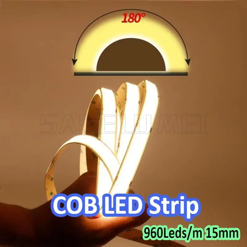 

DC24V 960Leds/M 5M COB LED Strip Light LED Ribbon Lights 15mm PCB 3000K/4000K/6000K Lined Lighting LED Tape Home Decor Kitchen