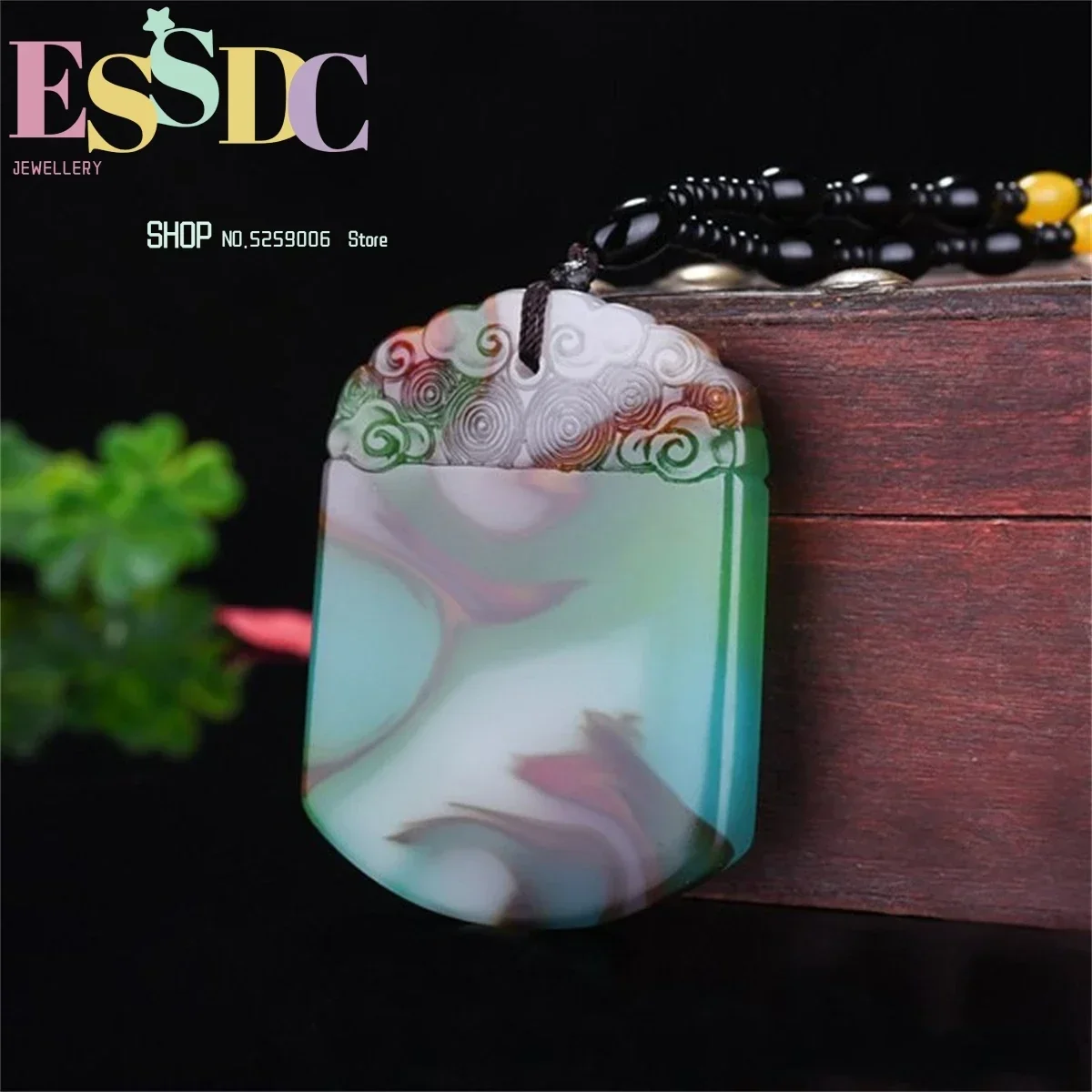 Natural Hetian Gobi Seven-Coloured Jadeite Hand Carved Safety Pendant Golden Silk Jadeite Chicken Blood Stone Necklace Men Women