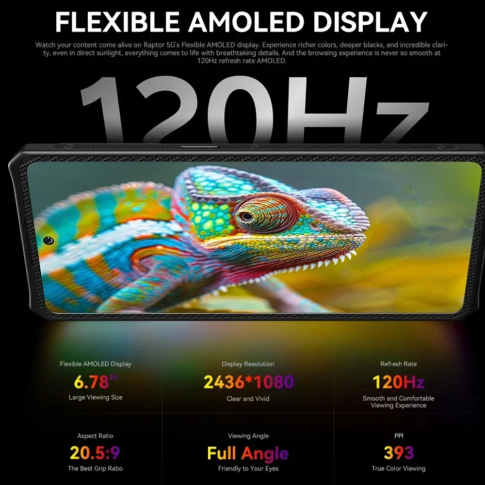 IIIF150 Raptor 5G Rugged Machine 6.78'' 120Hz AMOLED Display 10000mAh 16GB+512GB 50MP UltraThin Rugged Celular Android 14 65W
