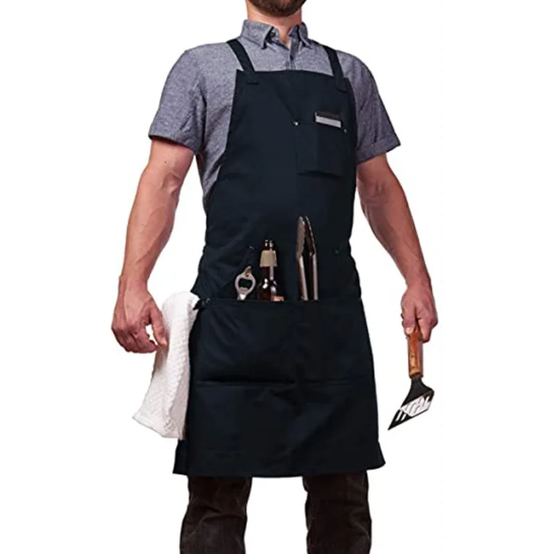 Camouflage Apron Thick Canvas Carpentry Work Clothes Hanging Neck Front Pocket Cotton Apron Children Kid Smock Art Class 1