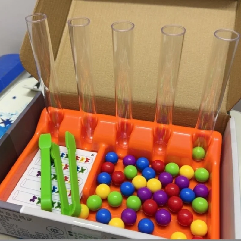 

Montessori Educational Toys Rainbow Balls Sorting Tweezers Color Matching Card Math Learning Toy for Toddlers Fun Children Gift