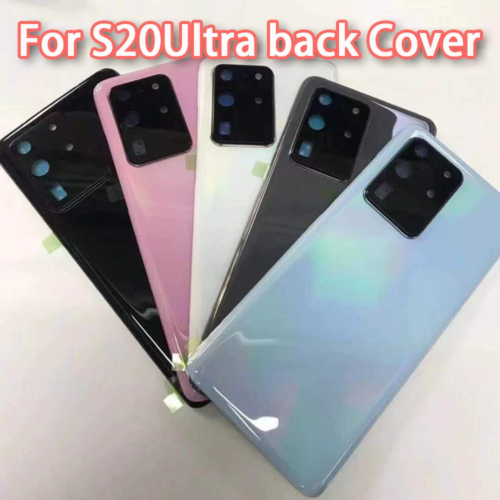 Back Glass Battery Cover For Samsung Galaxy S20 Ultra 5G SM-G988 Rear Housing Door With Camera Lens Frame Replacement Parts