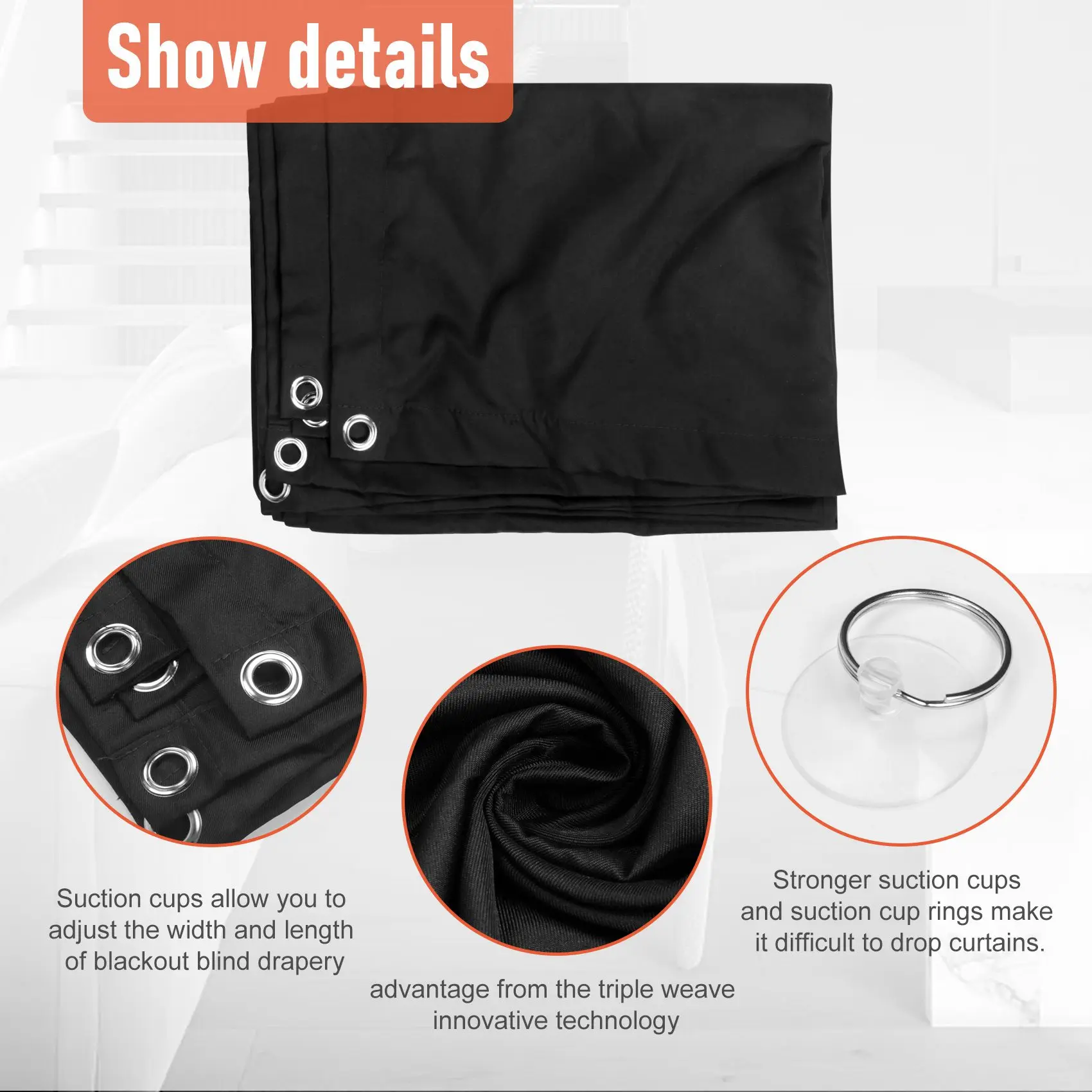 ABSE-Temporary Blackout Blind Curtain For Window Adjustable Sucker Shade Drape Thermal Insulated Noise Reducing Panels For Stora