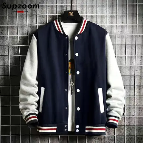 Supzoom 새로운 도착 패션 양털 캐주얼 야구 유니폼 코튼 스플 라이스 일반 리브 슬리브 브랜드 의류 폭격기 재킷 남자 Best5 Supzoom 새로운 도착 패션 양털 캐주얼 야구 유니폼 코튼 스플 라이스 일반 리브 슬리브 브랜드 의류 폭격기 재킷 남자 Best5