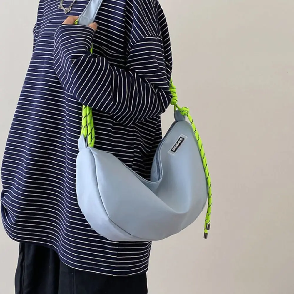 

Half-moon Shape Nylon Crossbody Bag Waterproof Solid Color Dumpling Shoulder Bag Shopping Bag Handbag Sports Message Bag Daily
