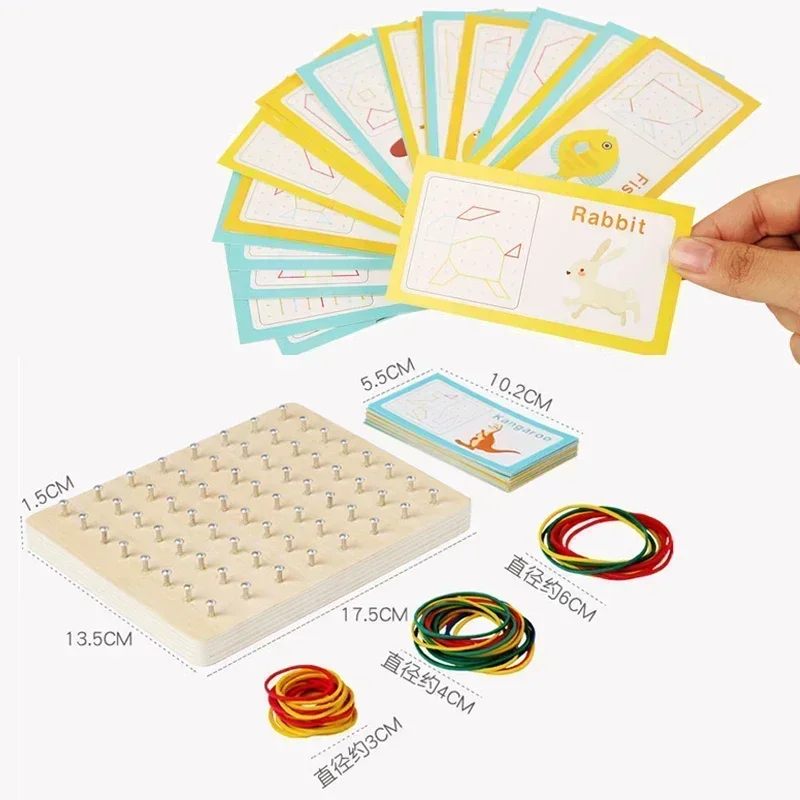 Montessori Baby Creative Toy Graphics Rubber Tie Nail Boards con carte educazione infantile bambini in età prescolare Juguetes Para nisenos