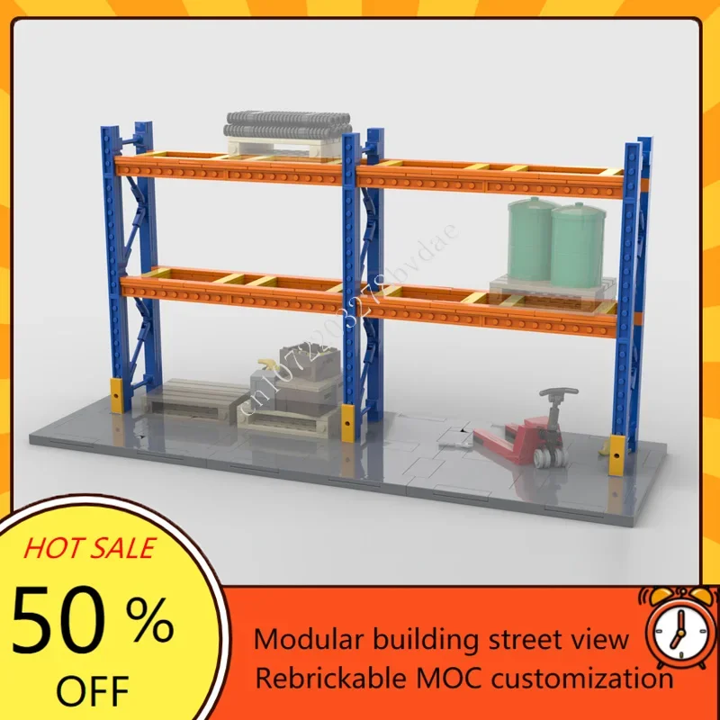 423PCS warehouse shelving /rack Medium size Modular MOC Creative Model Custom Puzzles Architecture DIY Assembly Model Toys Gift