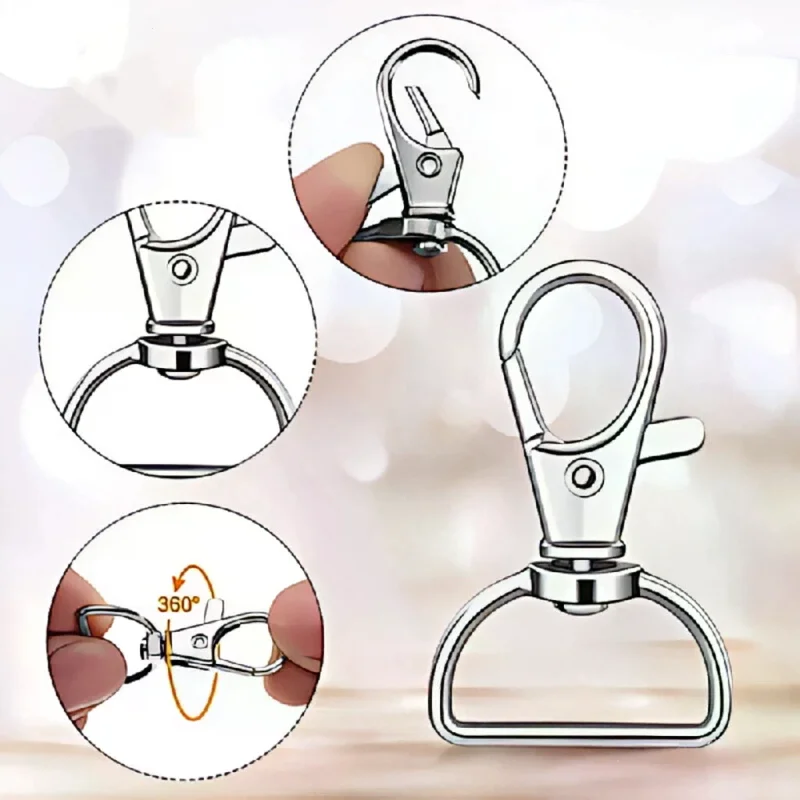 100 Silver Clip Hooks For Making Id Rope 360 Rotating Rust Proof Hooks For Bags Keychains And Pendants