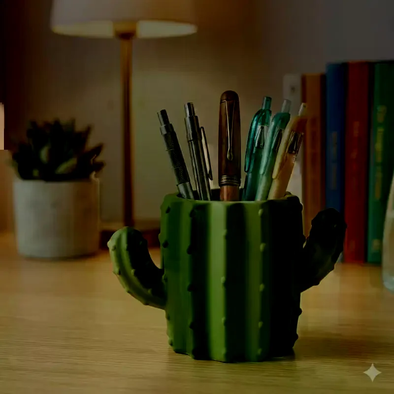 1pc Creative Multifunctional Fashionable Cute Cactus Pen Holder For Students And Offices