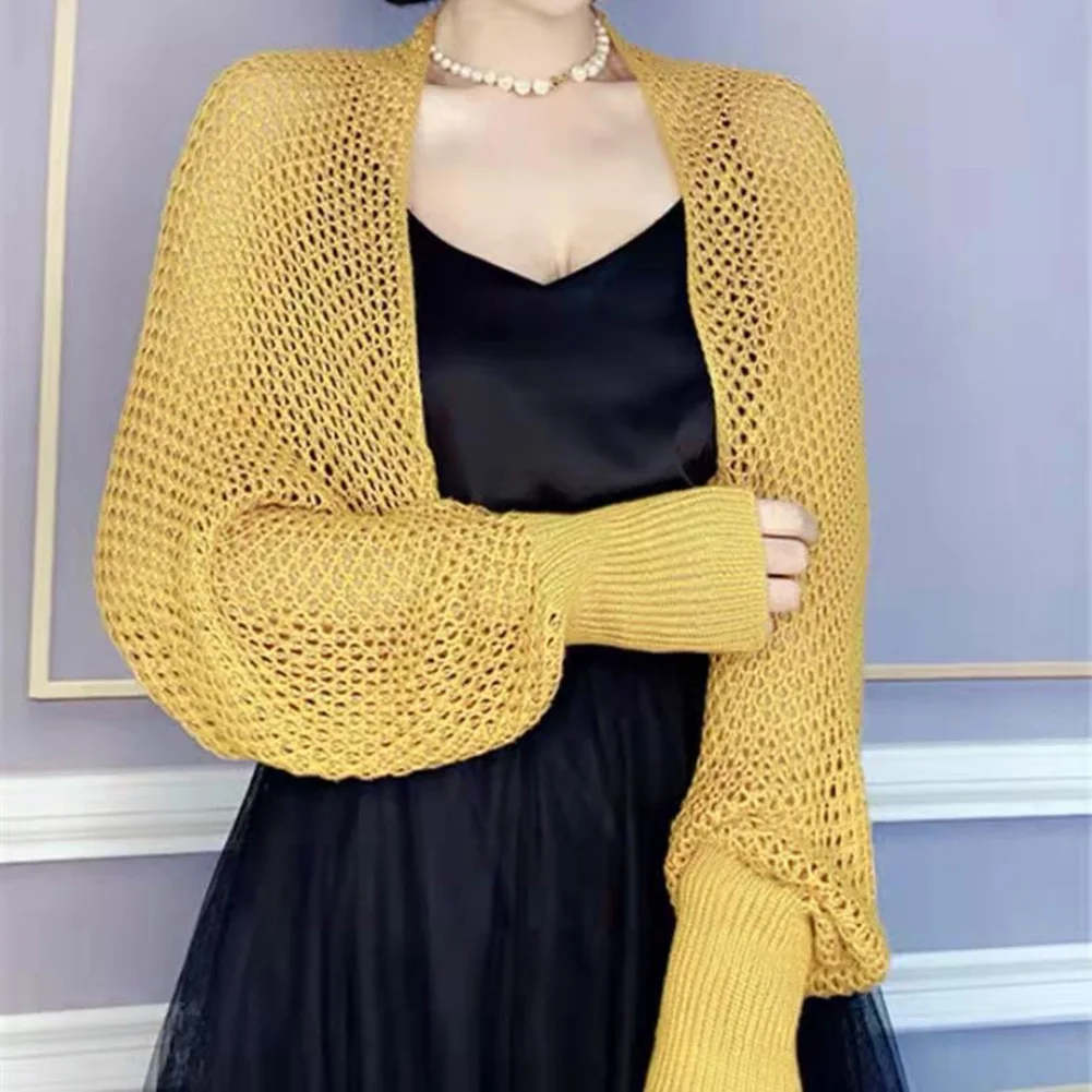 

2025 New Arrival Mesh Knitted Shawl Small Outer Wear Women's Long-sleeved Shawl