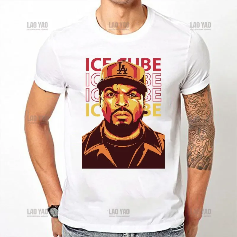 Ice Cube Rapper Hip Hop 90s Rapper Ice Cube Amerikkka's Most Wanted T-shirt Mens Harajuku Shirt Summer Casual Graphic Tops Tees