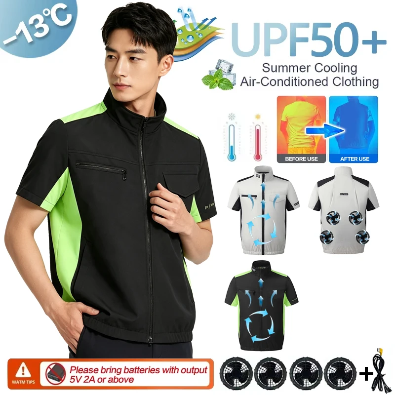 High-Temperature Operation Cooling Air Conditioning Suit, USB4 Fan Cooling Vest, Men’s and Women’s, Summer, Ultra-Lightweight, O