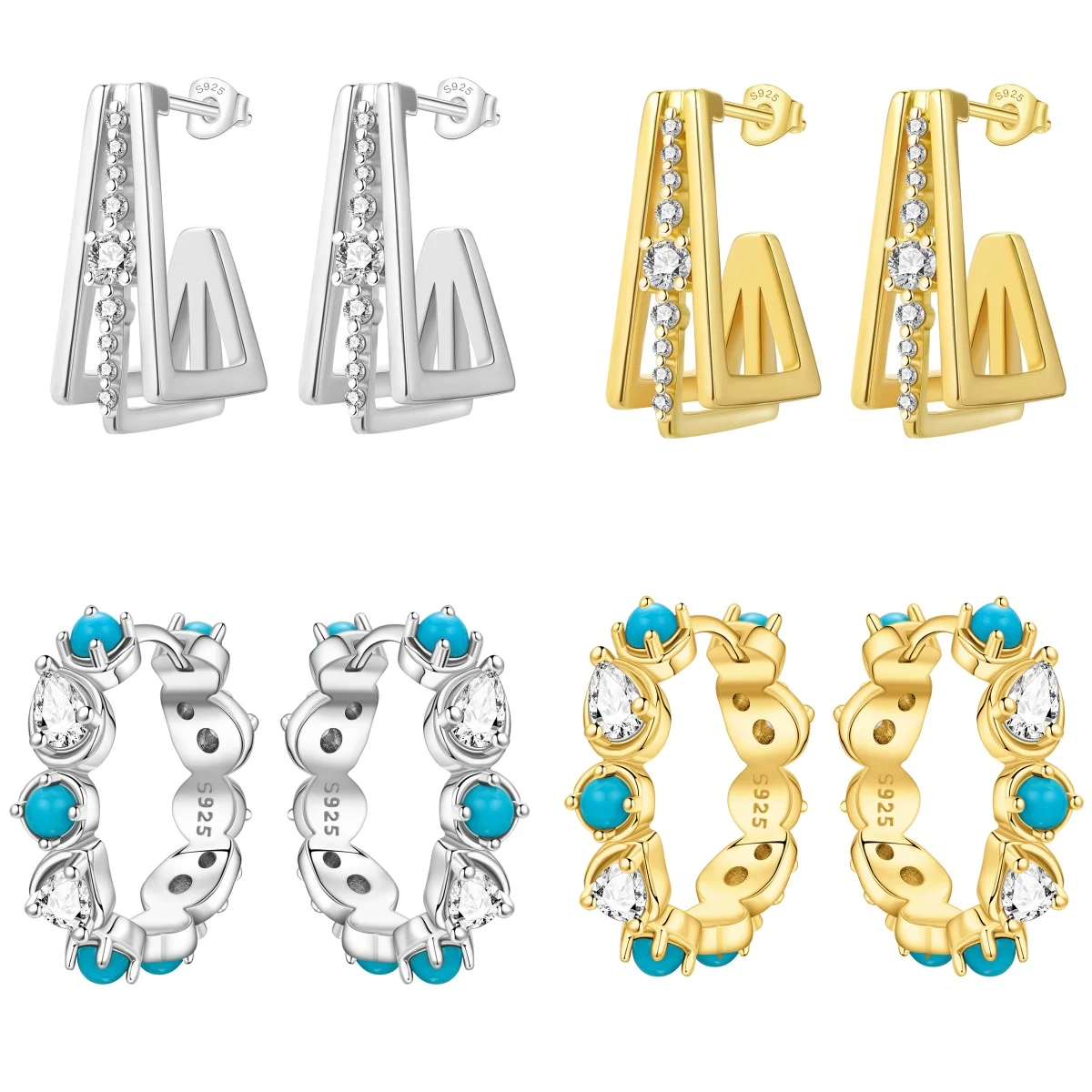Orstarry S925 Sterling Silver Earring Versatile Unique Exquisite Zircon Earring 18K Gold Plated Earring Women Birthday Gifts