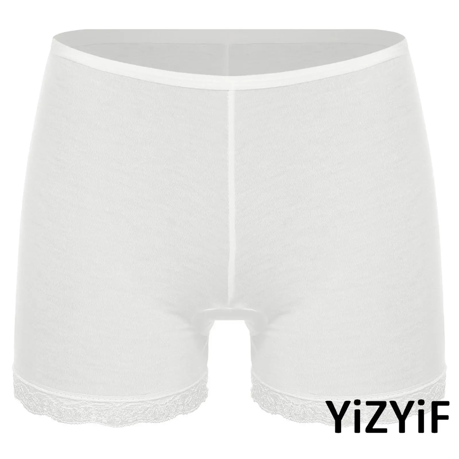 

Womens Seamless Safety Shorts Elastic Waist Floral Lace Trim Boxer Shorts Dress Pettipants for Daily Casual Vacation