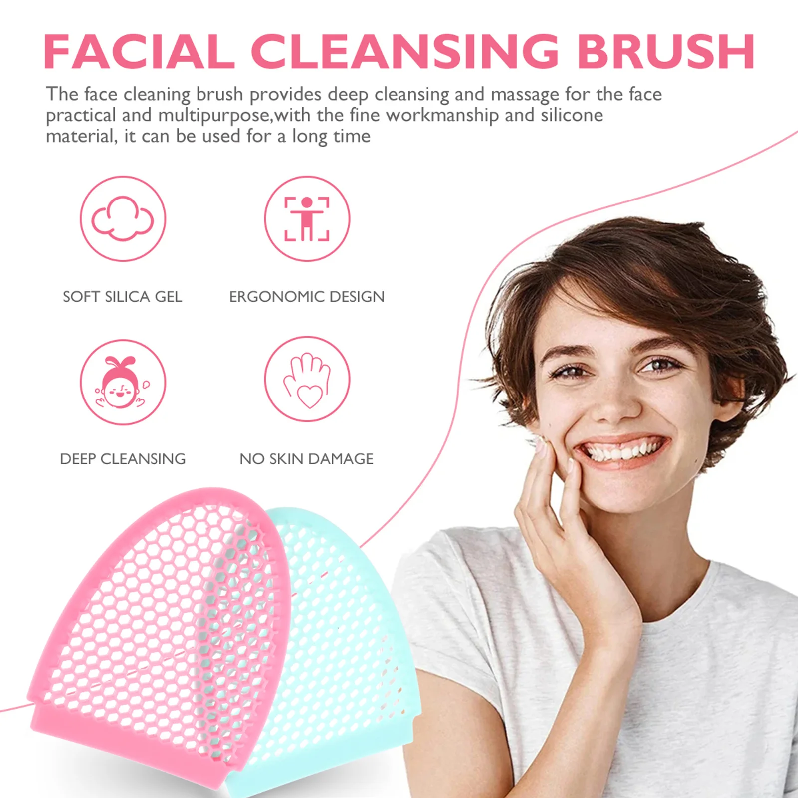 2 Stuks Dubbelzijdig Gezichtsreinigingsborstel Siliconen Handleiding Gezichtsreiniger Voor Diepe Exfoliërende Wassen Vrouwen Huidverzorging Tool Gezicht