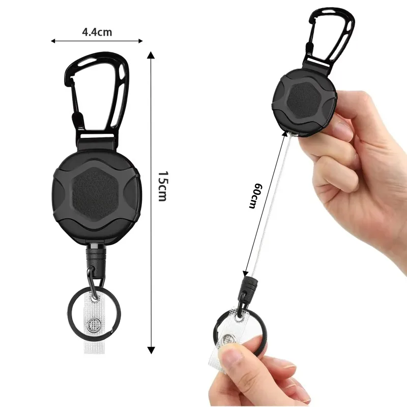 1pcs Retractable Keychain Heavy Duty Retractable Badge Holders Carabiner Id Badge Reel For Hiking Anti-Theft Keychain