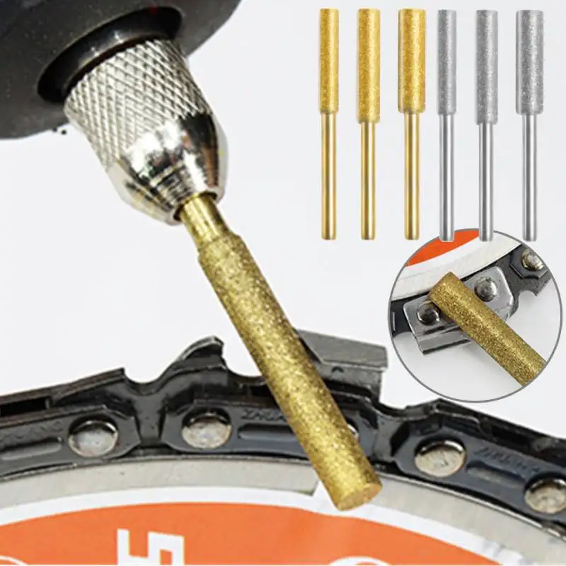 

Gold Diamond Coated Cylindrical Burr 4-5.5mm Chainsaw Sharpener Stone File Chain Saw Sharpening Carving Grinding Power Tools