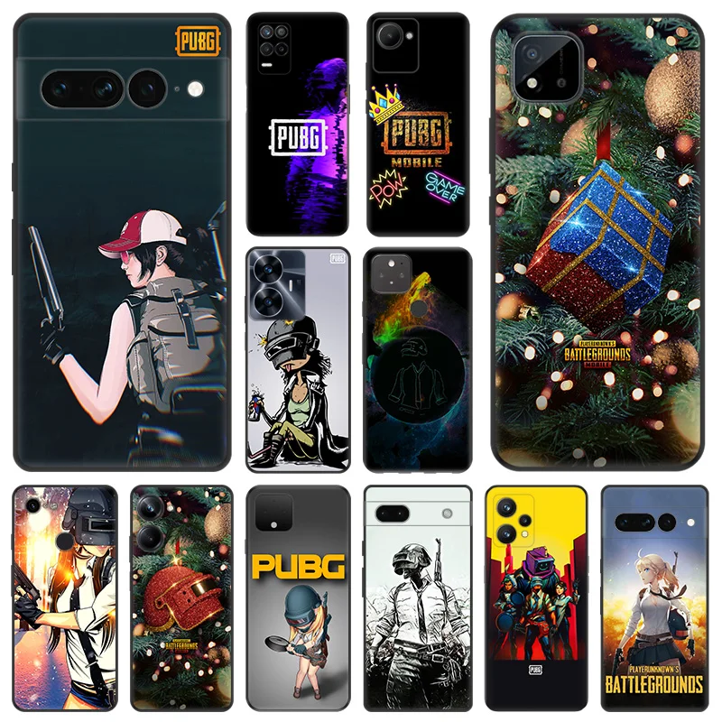 Матовый чехол для телефона Pixel 8 8a 7 7a 6 6a Moto Edge 20 30 40 Pro OneFusion G200 Christmas PUBG Game, мягкий черный Чехол